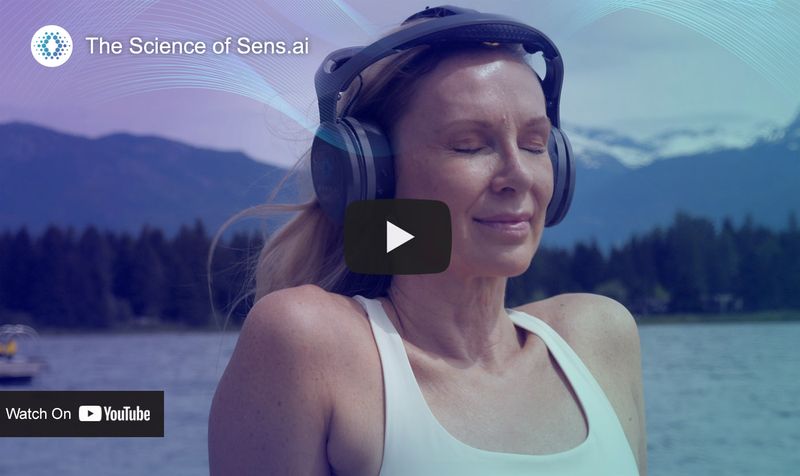 woman relaxing with sens.ai on dock video