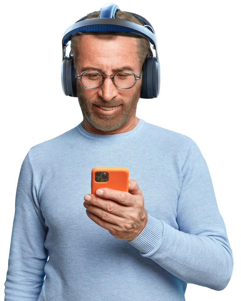 older guy using headset