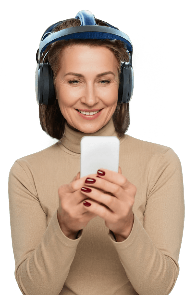woman with sensai headset